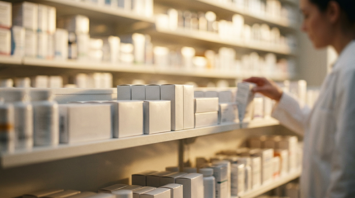 Two brand-name weight-loss pill bottles next to a medical tracking chart representing market share.